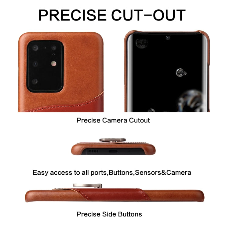 For Galaxy S20 Ultra Fierre Shann Oil Wax Texture Genuine Leather Back Cover Case with 360 Degree Rotation Holder & Card Slot