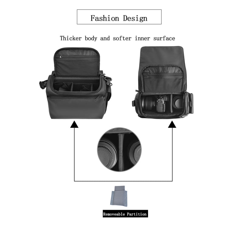 CADeN D73 Camera Sling Bag Water-resistant Shockproof Camera Handbag, Size:23.5 x 14 x 19cm Black White