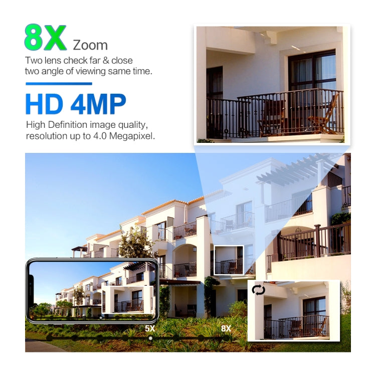 ESCAM QF212 4MP 8XZoom AI Humanoid Detection Auto Tracking WiFi IP Camera, Plug Type:EU Plug