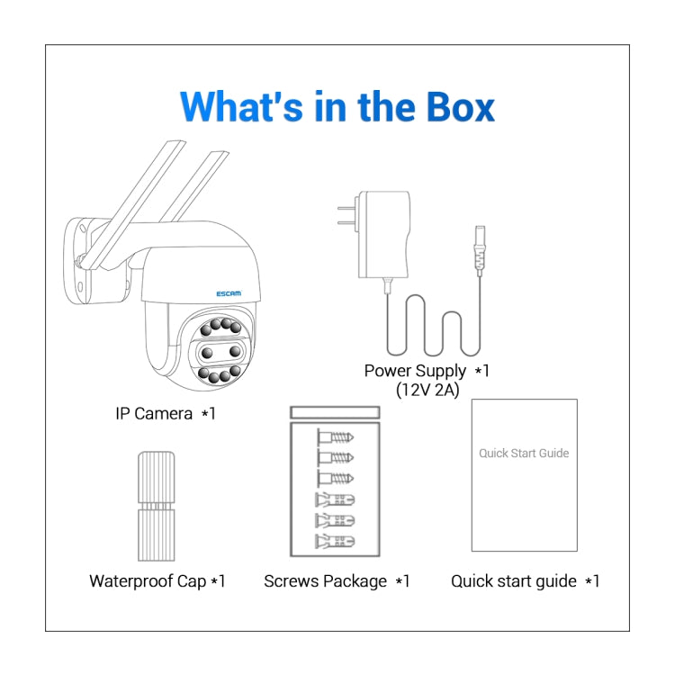 ESCAM QF212 4MP 8XZoom AI Humanoid Detection Auto Tracking WiFi IP Camera, Plug Type:US Plug