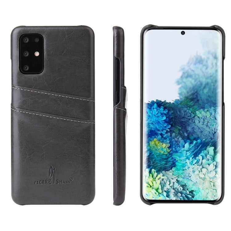 For Galaxy S20 Fierre Shann Retro Oil Wax Texture PU Leather Case with Card Slots