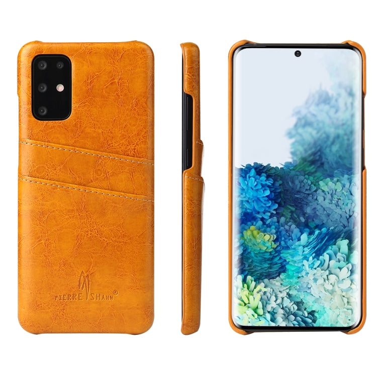 For Galaxy S20 Fierre Shann Retro Oil Wax Texture PU Leather Case with Card Slots