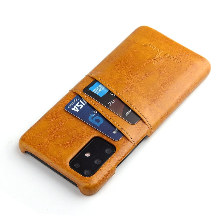 For Galaxy S20+ Fierre Shann Retro Oil Wax Texture PU Leather Case with Card Slots