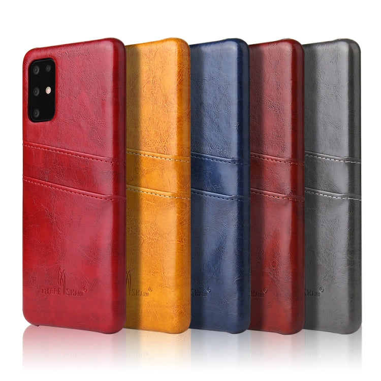 For Galaxy S20+ Fierre Shann Retro Oil Wax Texture PU Leather Case with Card Slots