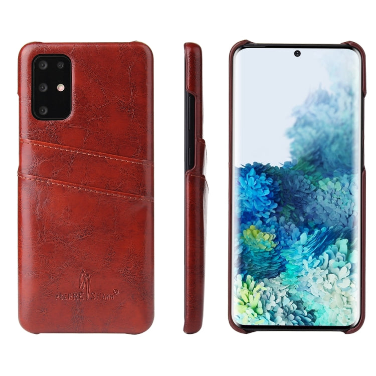 For Galaxy S20+ Fierre Shann Retro Oil Wax Texture PU Leather Case with Card Slots