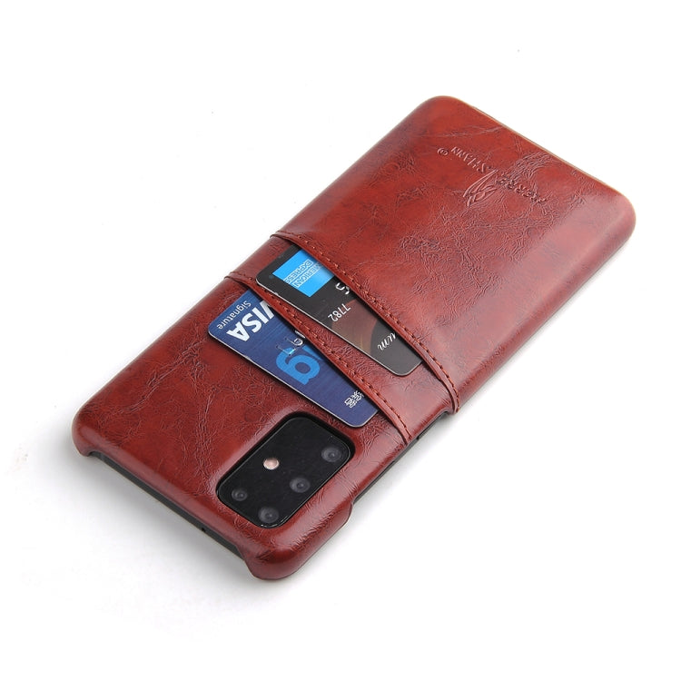 For Galaxy S20+ Fierre Shann Retro Oil Wax Texture PU Leather Case with Card Slots