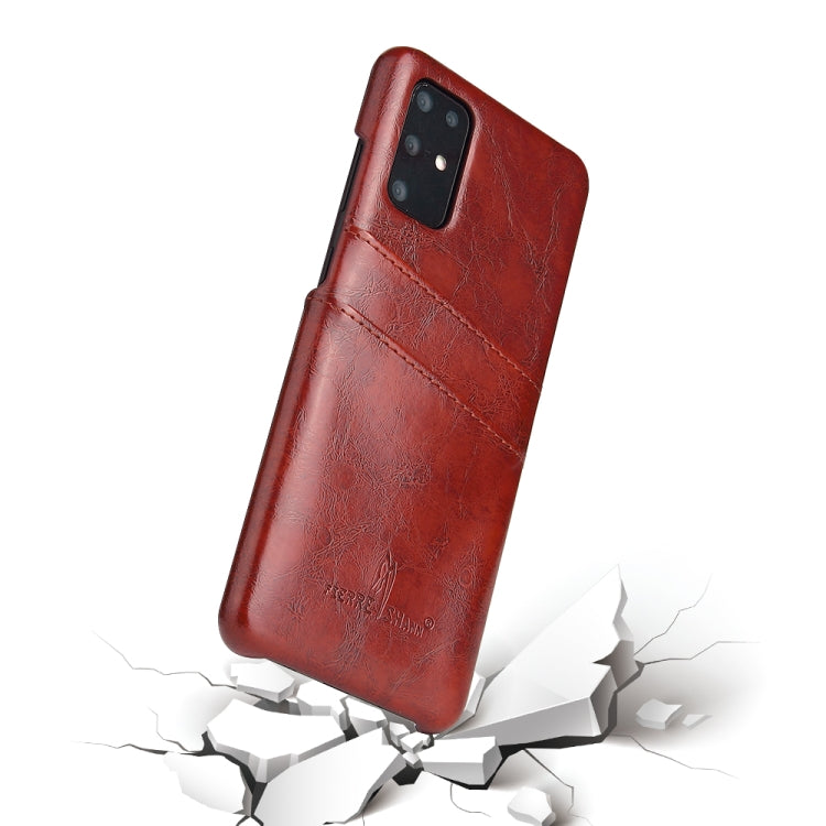 For Galaxy S20+ Fierre Shann Retro Oil Wax Texture PU Leather Case with Card Slots