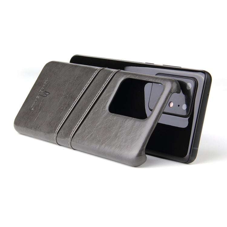 For Galaxy S20 Ultra Fierre Shann Retro Oil Wax Texture PU Leather Case with Card Slots