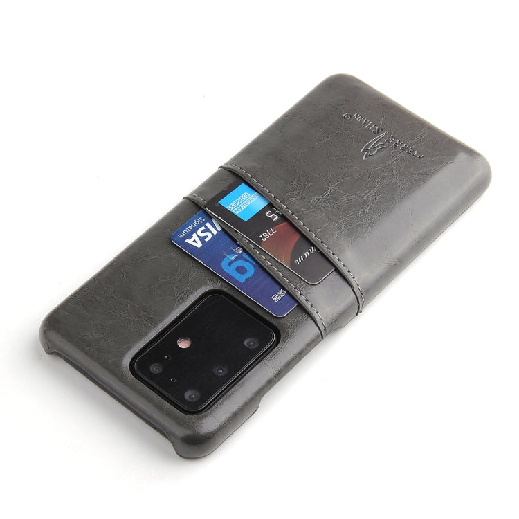 For Galaxy S20 Ultra Fierre Shann Retro Oil Wax Texture PU Leather Case with Card Slots