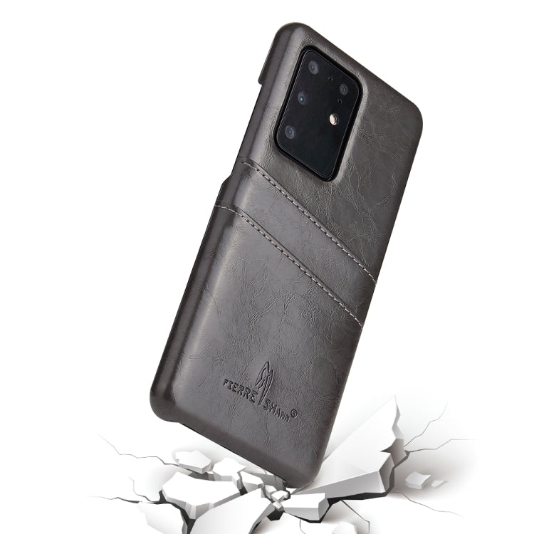 For Galaxy S20 Ultra Fierre Shann Retro Oil Wax Texture PU Leather Case with Card Slots