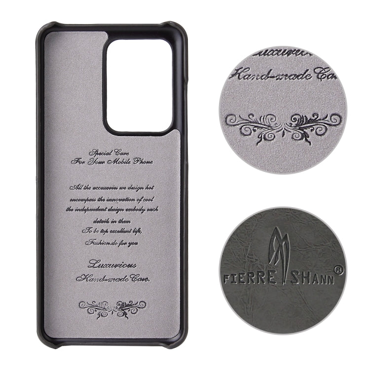 For Galaxy S20 Ultra Fierre Shann Retro Oil Wax Texture PU Leather Case with Card Slots