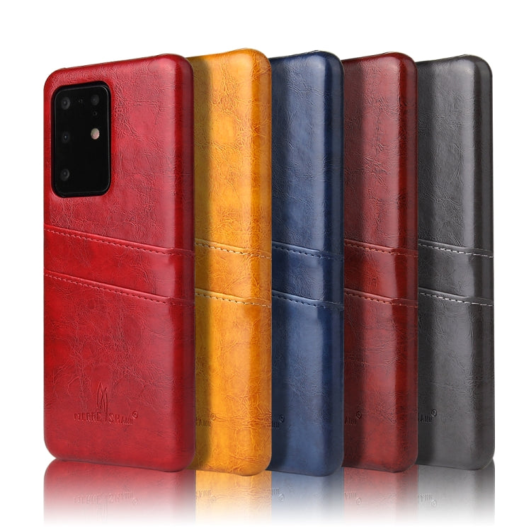 For Galaxy S20 Ultra Fierre Shann Retro Oil Wax Texture PU Leather Case with Card Slots