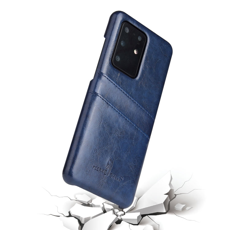 For Galaxy S20 Ultra Fierre Shann Retro Oil Wax Texture PU Leather Case with Card Slots