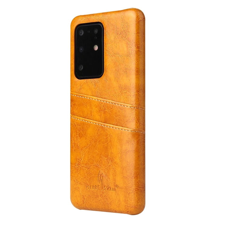 For Galaxy S20 Ultra Fierre Shann Retro Oil Wax Texture PU Leather Case with Card Slots