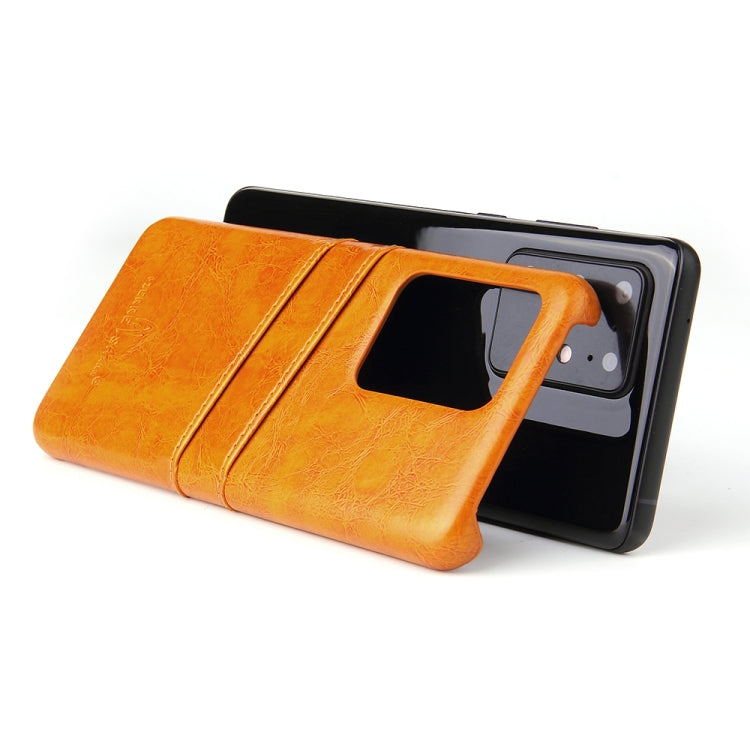 For Galaxy S20 Ultra Fierre Shann Retro Oil Wax Texture PU Leather Case with Card Slots
