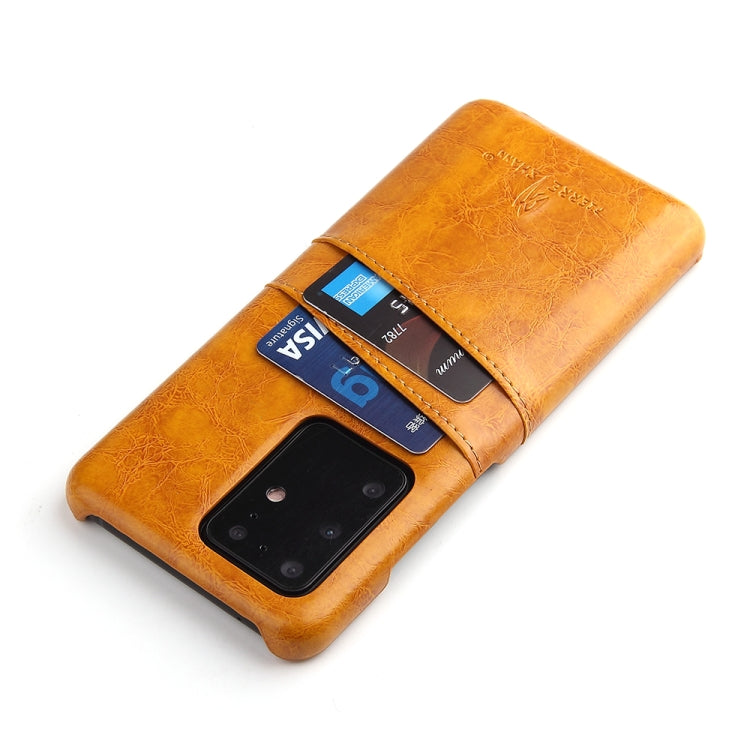 For Galaxy S20 Ultra Fierre Shann Retro Oil Wax Texture PU Leather Case with Card Slots