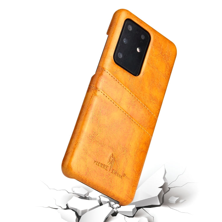 For Galaxy S20 Ultra Fierre Shann Retro Oil Wax Texture PU Leather Case with Card Slots
