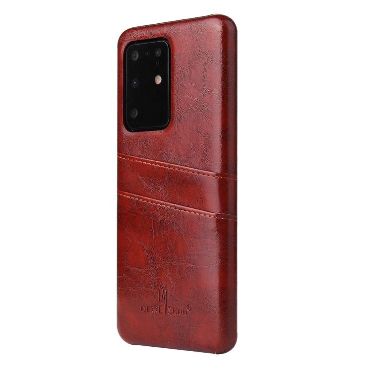 For Galaxy S20 Ultra Fierre Shann Retro Oil Wax Texture PU Leather Case with Card Slots