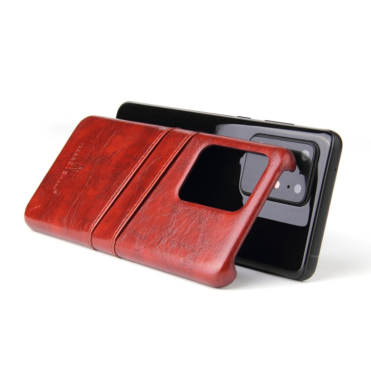 For Galaxy S20 Ultra Fierre Shann Retro Oil Wax Texture PU Leather Case with Card Slots