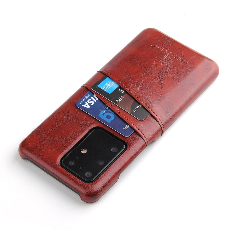 For Galaxy S20 Ultra Fierre Shann Retro Oil Wax Texture PU Leather Case with Card Slots