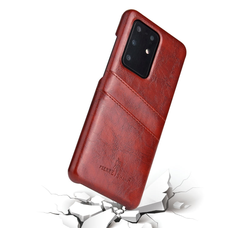 For Galaxy S20 Ultra Fierre Shann Retro Oil Wax Texture PU Leather Case with Card Slots