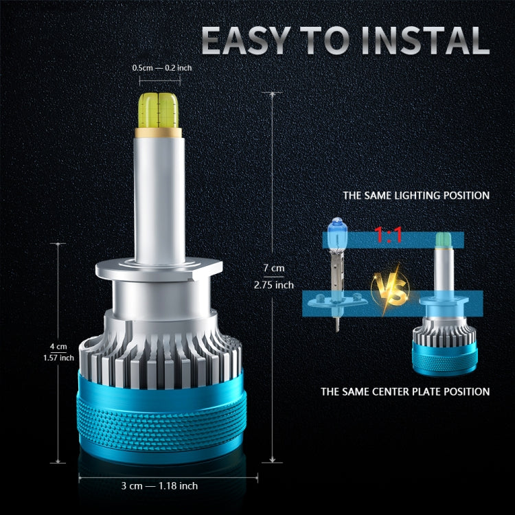 V11 1 Pair H1 6000K / 3000LM / 30W / DC10-32V IP68 Waterproof Car LED Headlight