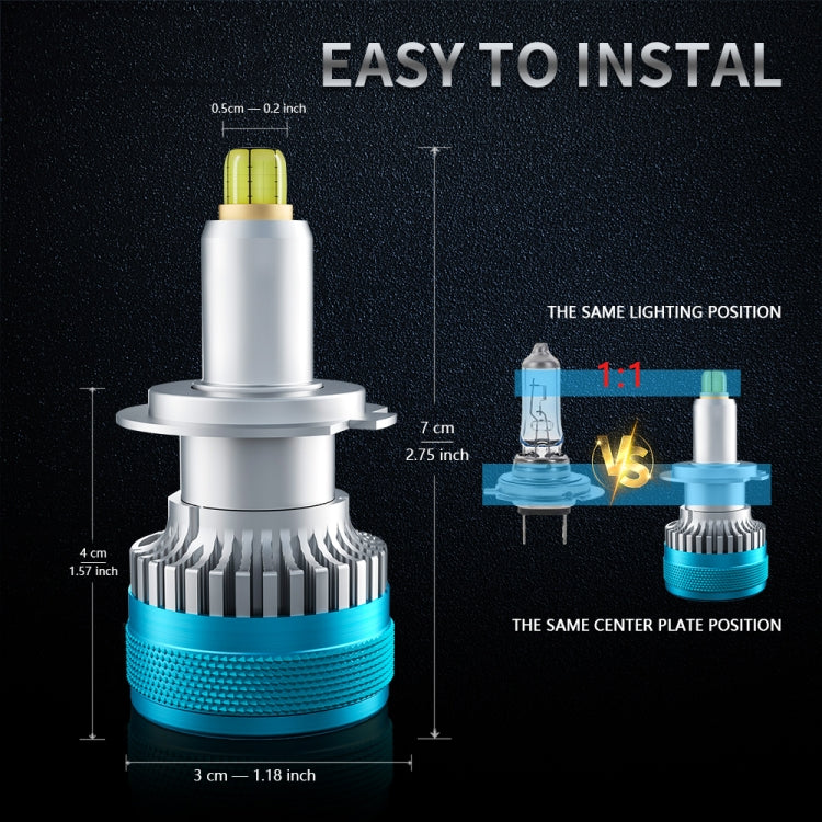 V11 1 Pair H7 6000K / 3000LM / 30W / DC10-32V IP68 Waterproof Car LED Headlight