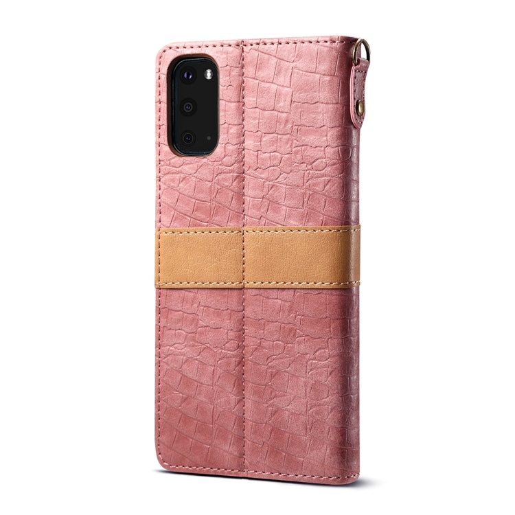 For Galaxy S20 Splicing Color Crocodile Texture PU Horizontal Flip Leather Case with Wallet & Holder & Card Slots & Lanyard