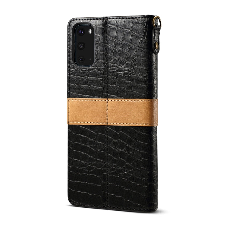 For Galaxy S20 Splicing Color Crocodile Texture PU Horizontal Flip Leather Case with Wallet & Holder & Card Slots & Lanyard