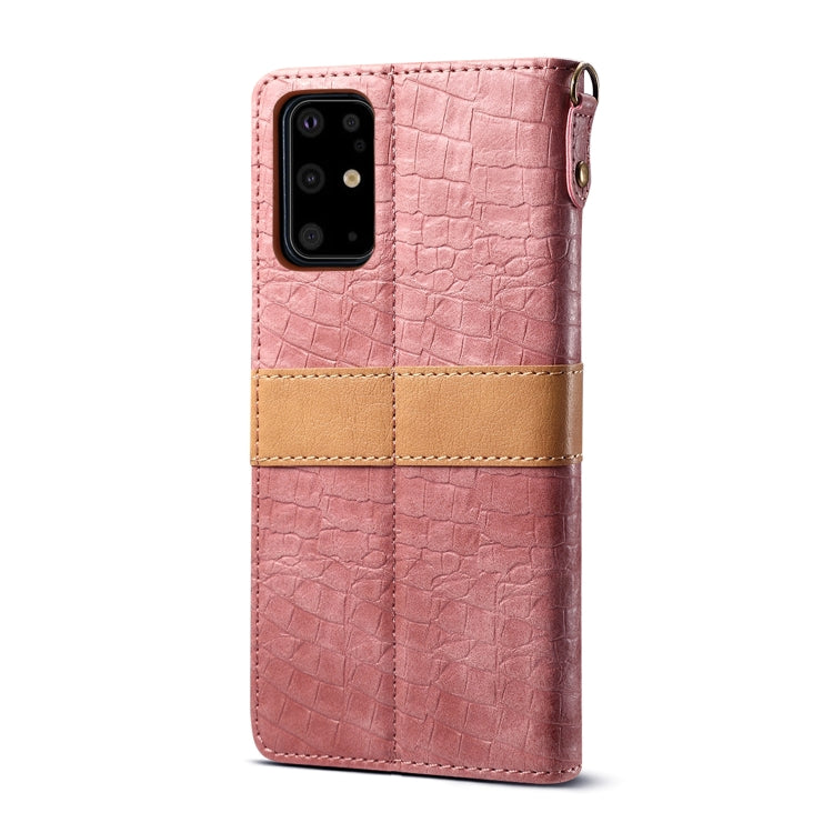 For Galaxy S20 Plus Splicing Color Crocodile Texture PU Horizontal Flip Leather Case with Wallet & Holder & Card Slots & Lanyard