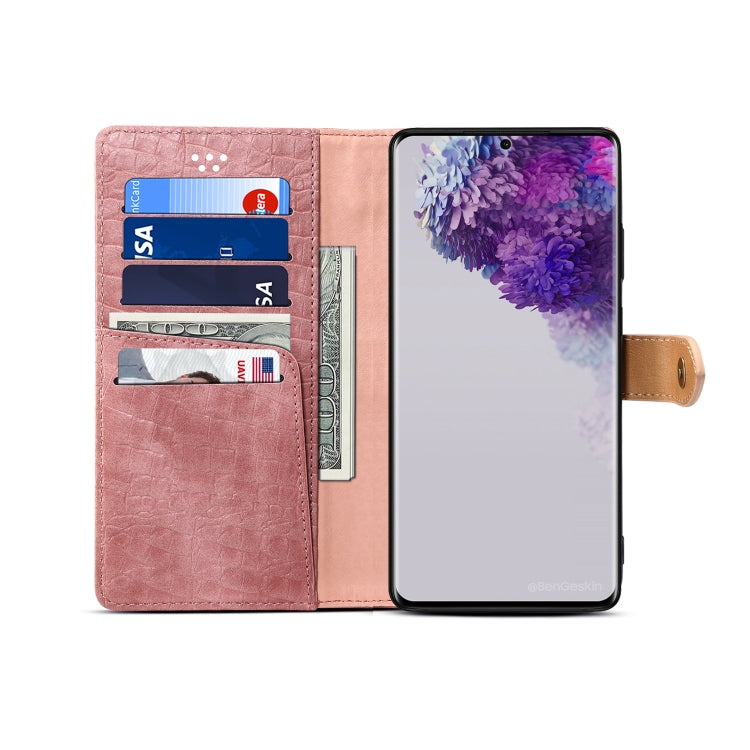 For Galaxy S20 Plus Splicing Color Crocodile Texture PU Horizontal Flip Leather Case with Wallet & Holder & Card Slots & Lanyard