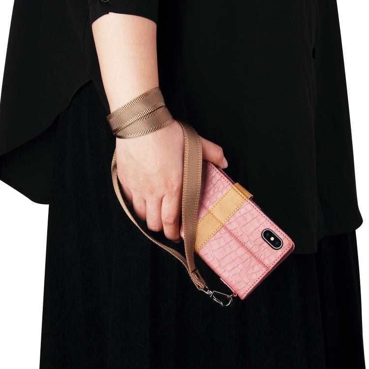 For Galaxy S20 Plus Splicing Color Crocodile Texture PU Horizontal Flip Leather Case with Wallet & Holder & Card Slots & Lanyard