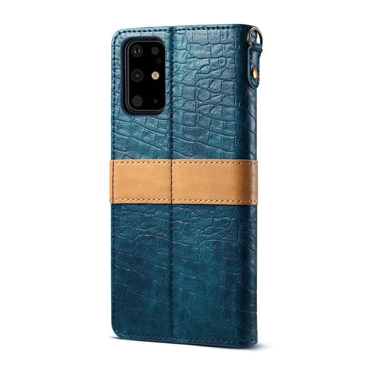 For Galaxy S20 Plus Splicing Color Crocodile Texture PU Horizontal Flip Leather Case with Wallet & Holder & Card Slots & Lanyard