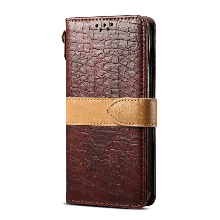 For Galaxy S20 Plus Splicing Color Crocodile Texture PU Horizontal Flip Leather Case with Wallet & Holder & Card Slots & Lanyard