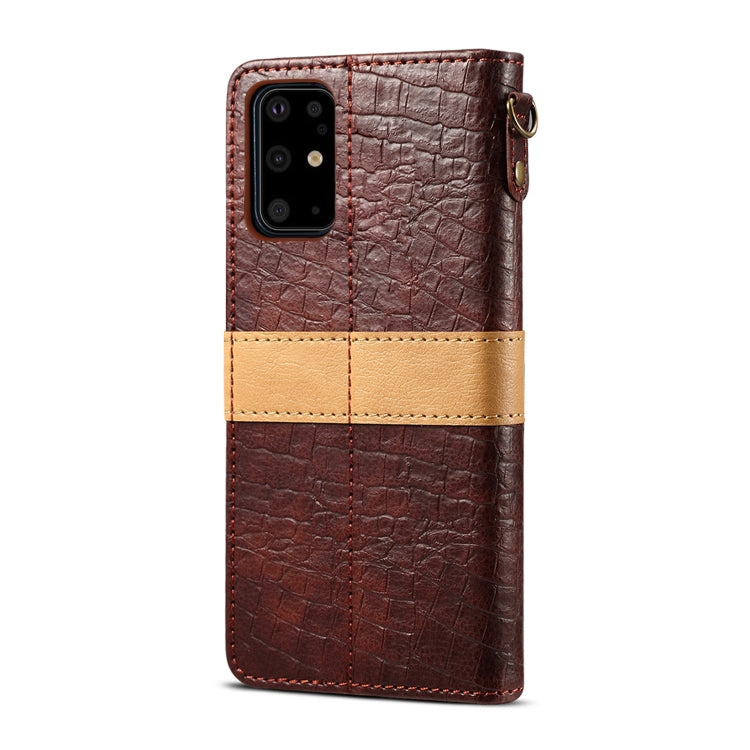 For Galaxy S20 Plus Splicing Color Crocodile Texture PU Horizontal Flip Leather Case with Wallet & Holder & Card Slots & Lanyard