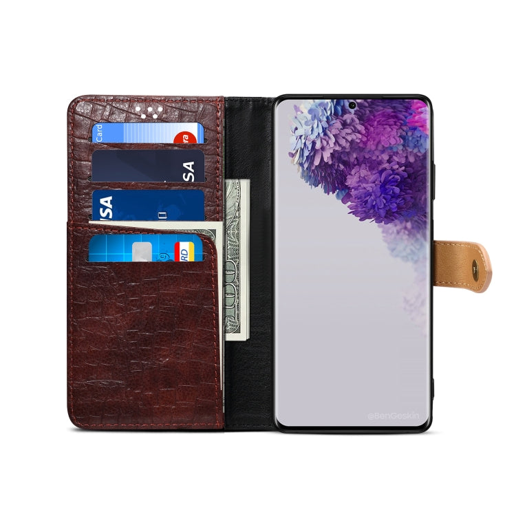 For Galaxy S20 Plus Splicing Color Crocodile Texture PU Horizontal Flip Leather Case with Wallet & Holder & Card Slots & Lanyard