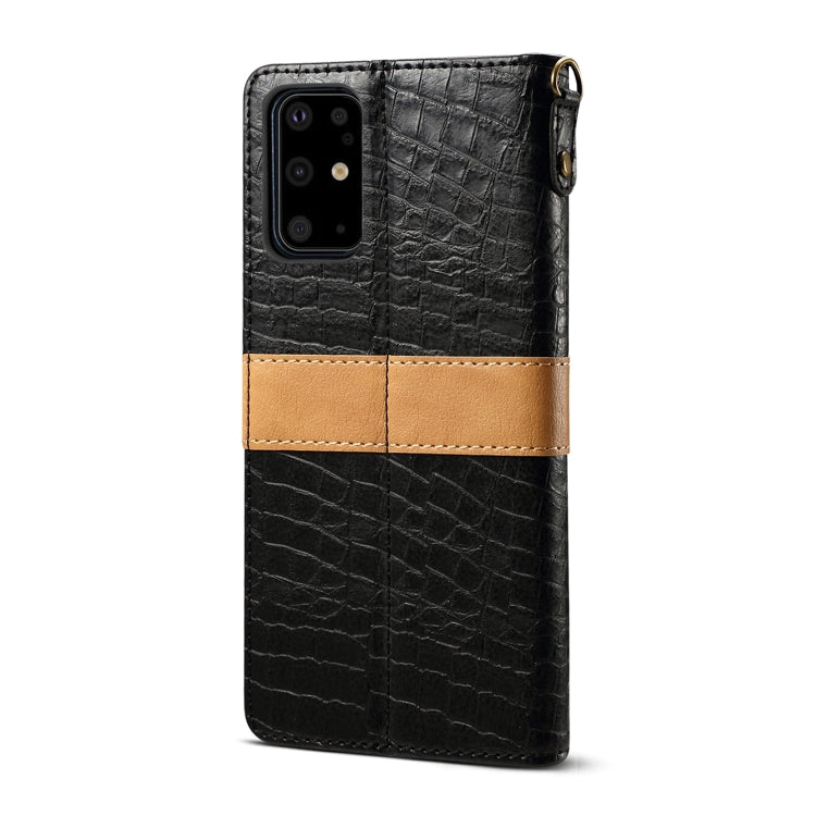 For Galaxy S20 Plus Splicing Color Crocodile Texture PU Horizontal Flip Leather Case with Wallet & Holder & Card Slots & Lanyard