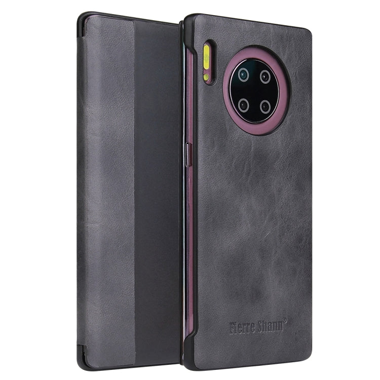 For Huawei Mate 30 Pro Fierre Shann Crazy Horse Texture PU + PC Horizontal Flip Leather Case with Smart View Window & Sleep Wake-up Function