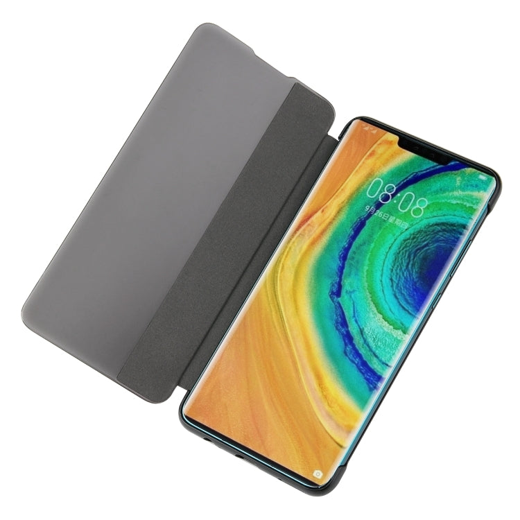 For Huawei Mate 30 Pro Fierre Shann Crazy Horse Texture PU + PC Horizontal Flip Leather Case with Smart View Window & Sleep Wake-up Function