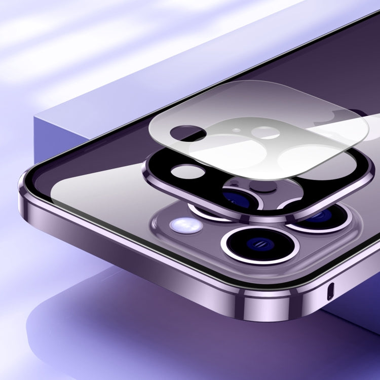 For iPhone 14 Pro Max Magnetic Double-buckle HD Tempered Glass Phone Case