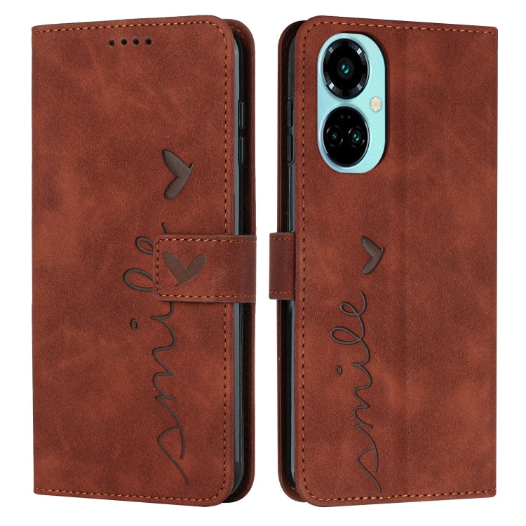 For Tecno Camon 19 Skin Feel Heart Pattern Leather Phone Case