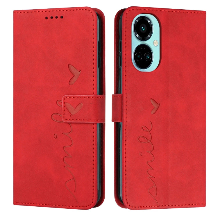 For Tecno Camon 19 Skin Feel Heart Pattern Leather Phone Case