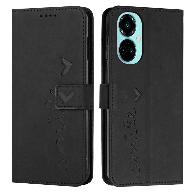 For Tecno Camon 19 Skin Feel Heart Pattern Leather Phone Case
