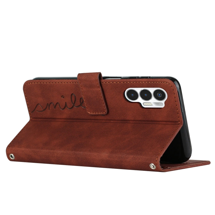 For Tecno Pova 3 Skin Feel Heart Pattern Leather Phone Case