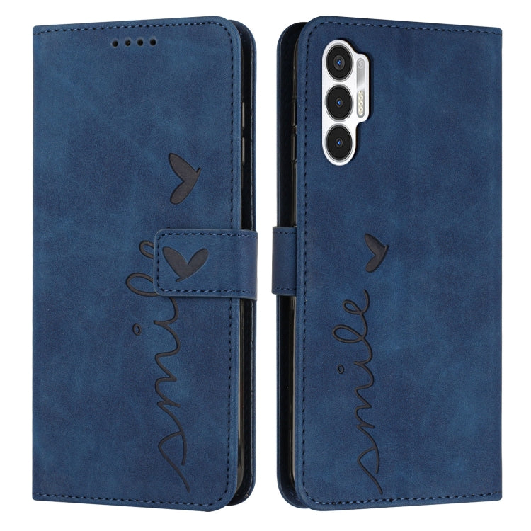 For Tecno Pova 3 Skin Feel Heart Pattern Leather Phone Case