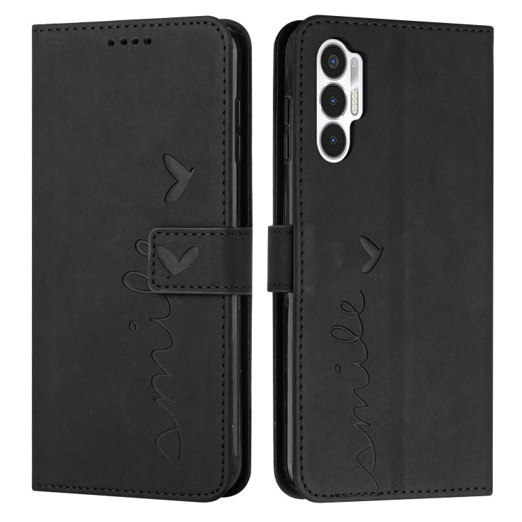 For Tecno Pova 3 Skin Feel Heart Pattern Leather Phone Case