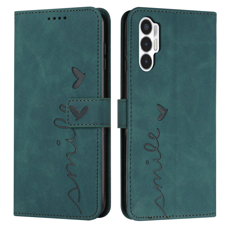 For Tecno Pova 3 Skin Feel Heart Pattern Leather Phone Case