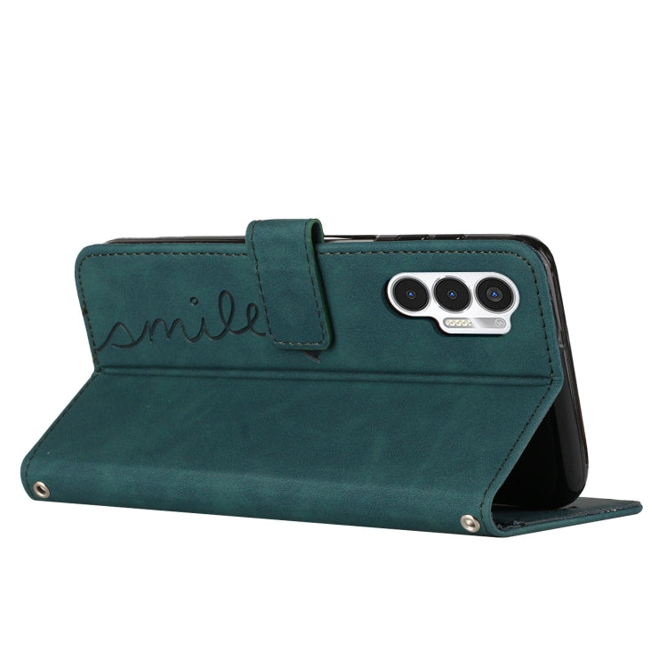 For Tecno Pova 3 Skin Feel Heart Pattern Leather Phone Case