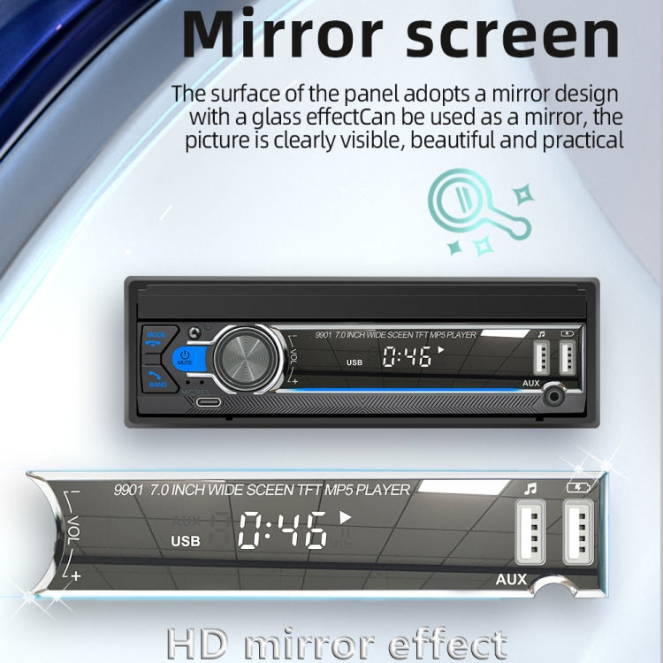 9901 7 inch Car  Retractable MP5 Player Supports FM & Mobile Phone Internet