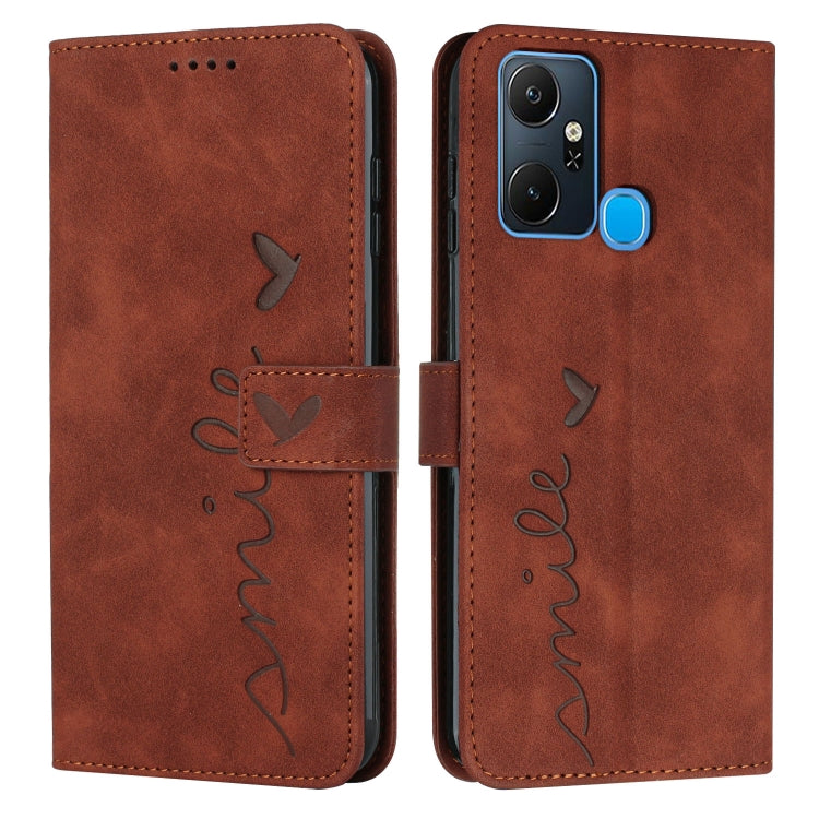 For Infinix Smart 6 Plus India Skin Feel Heart Pattern Leather Phone Case